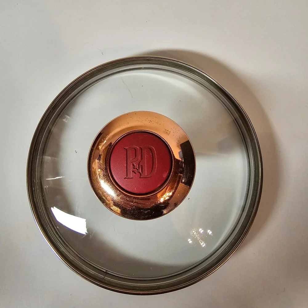 Paula Deen 6 Inch Replacement Glass Lid Rose Gold Knob Red PD Logo Vented